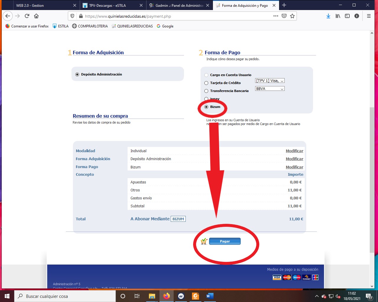 ingreso bizum quinielasreducidas.es