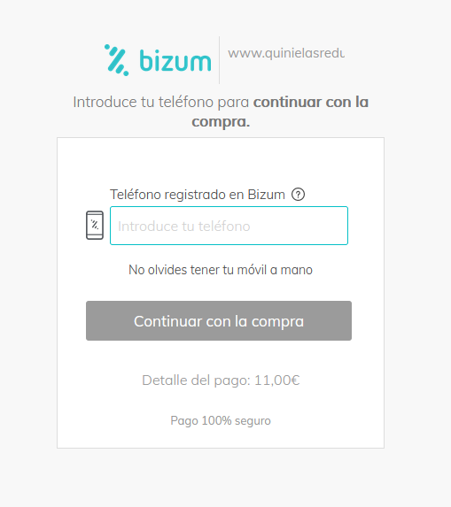 pasarela pago banco bizum quinielasreducidas.es